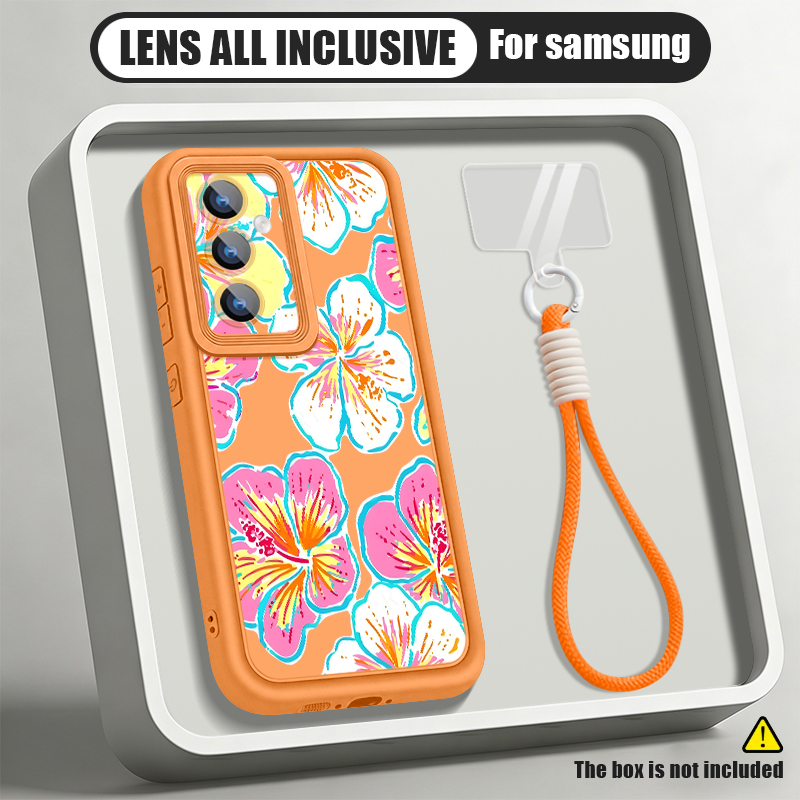 Samsung Galaxy A55 - Flower Pattern Lanyard Phone Case For
