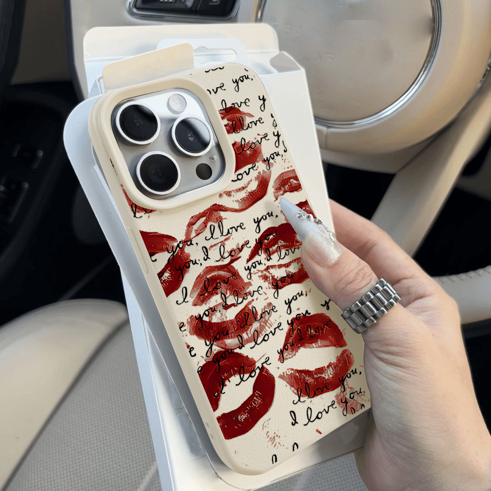 Bright Red Lips Leather Phone  - Apple Iphone 16 评论和价格